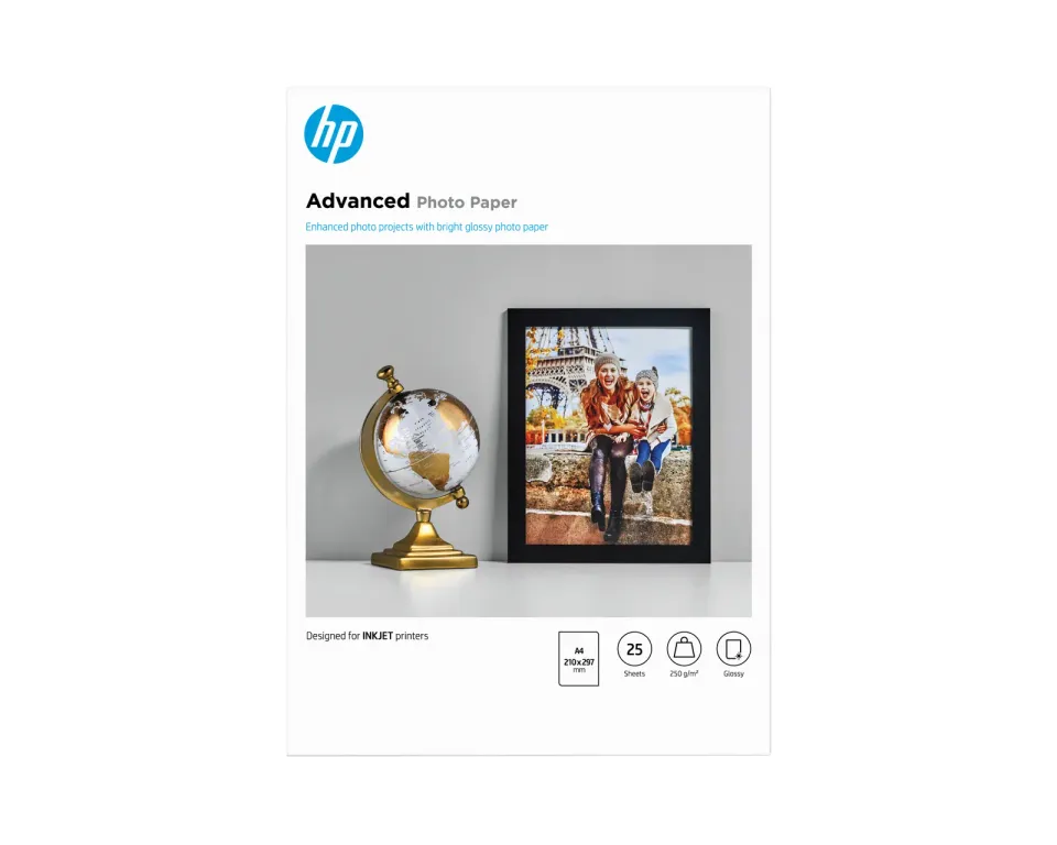 HP Advanced Glossy Photo Paper-25 sht/A4/210 x 297 mm, 250 g/m2, Q5456A