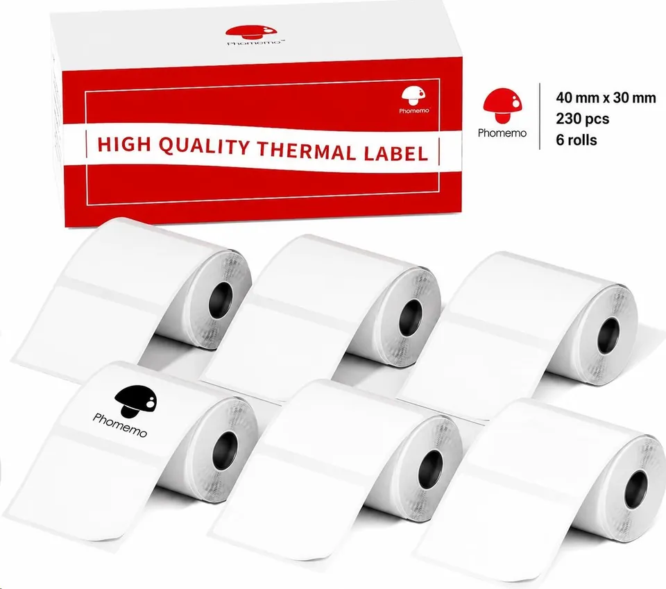 Phomemo štítky Bílé 40x30mm 6 rolí 6x230ks pro A42, M110, M220, M221