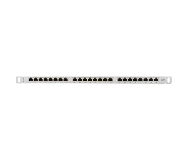 LANBERG PATCH PANEL 24 PORTŮ 0,5U 19" CAT.6 FTP STÍNĚNÝ ŠEDÝ