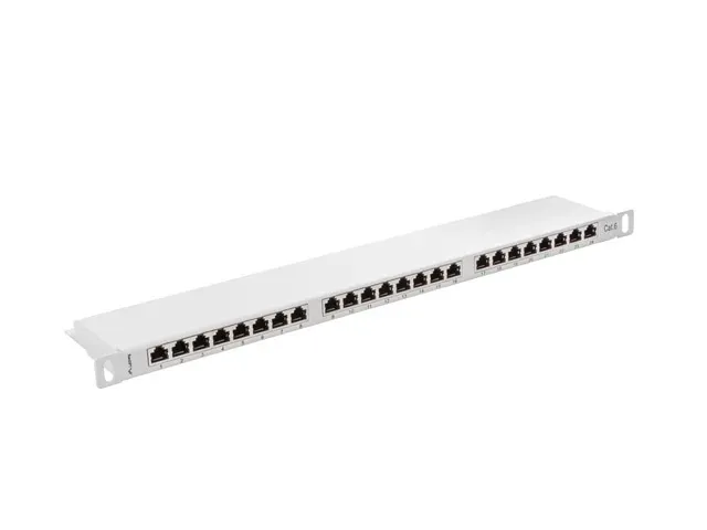 LANBERG PATCH PANEL 24 PORTŮ 0,5U 19" CAT.6 FTP STÍNĚNÝ ŠEDÝ