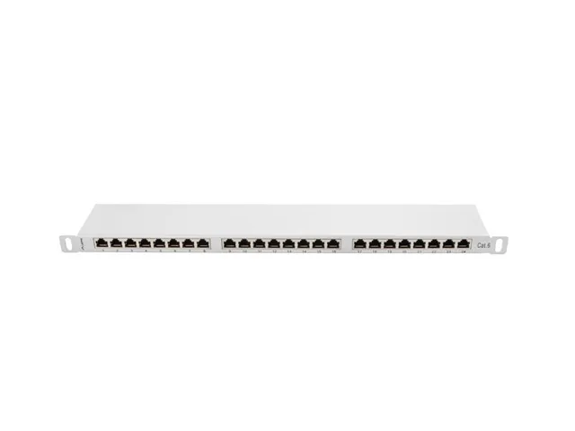 LANBERG PATCH PANEL 24 PORTŮ 0,5U 19" CAT.6 FTP STÍNĚNÝ ŠEDÝ