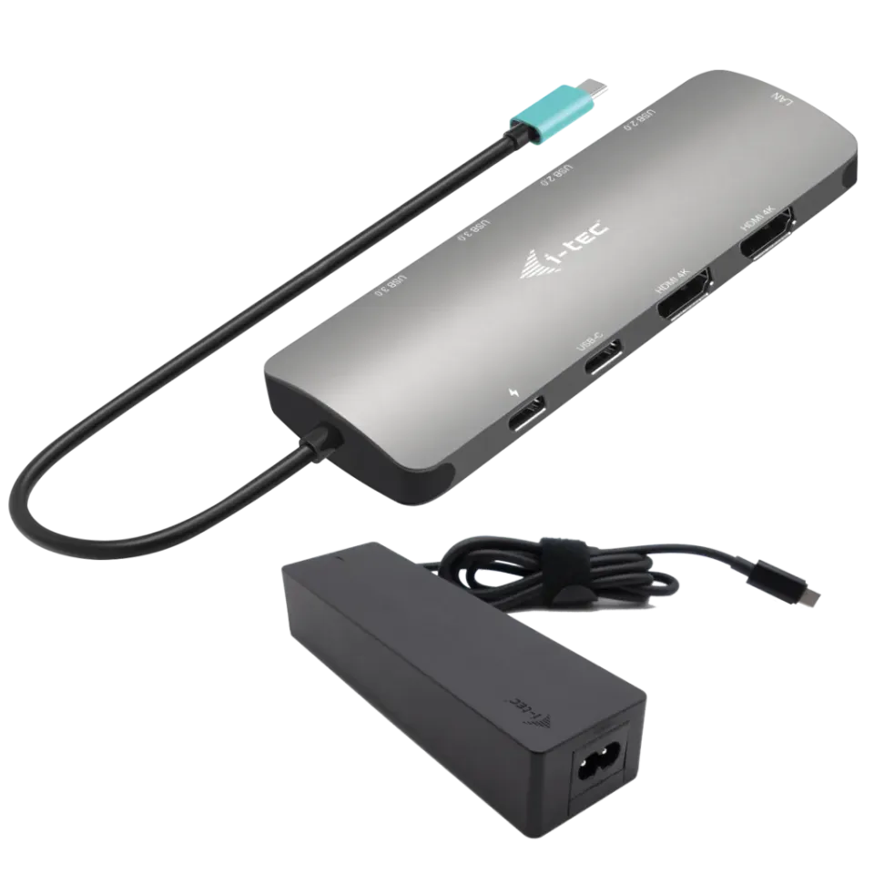 I-tec USB-C Metal Nano 2x HDMI Docking Station, PD 100W + Charger 100W (bundle)