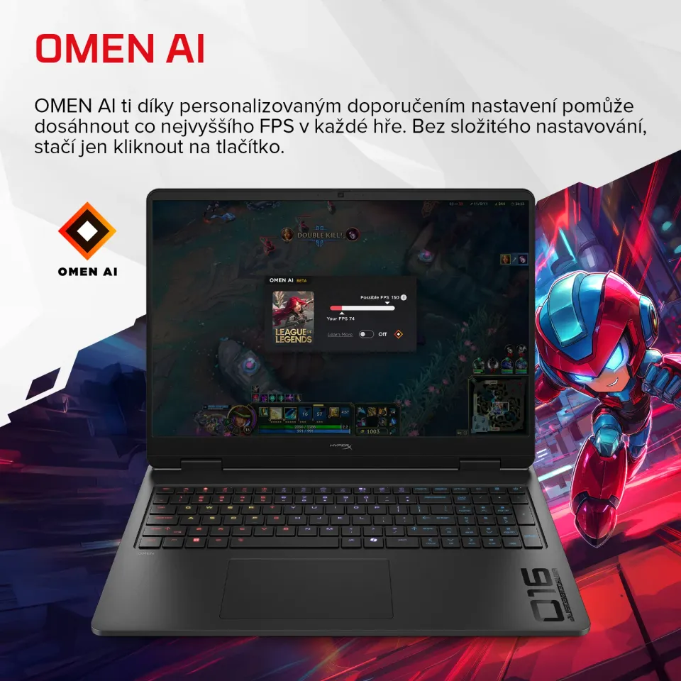 NTB HyperX OMEN 16-am2070ncx,Ultra 7 270 HX Plus (G-Sync) (20C) 13 NPU TOPs,13 TOPS,16.0" WQXGA,16GB,RTX5070,Win11,2Y