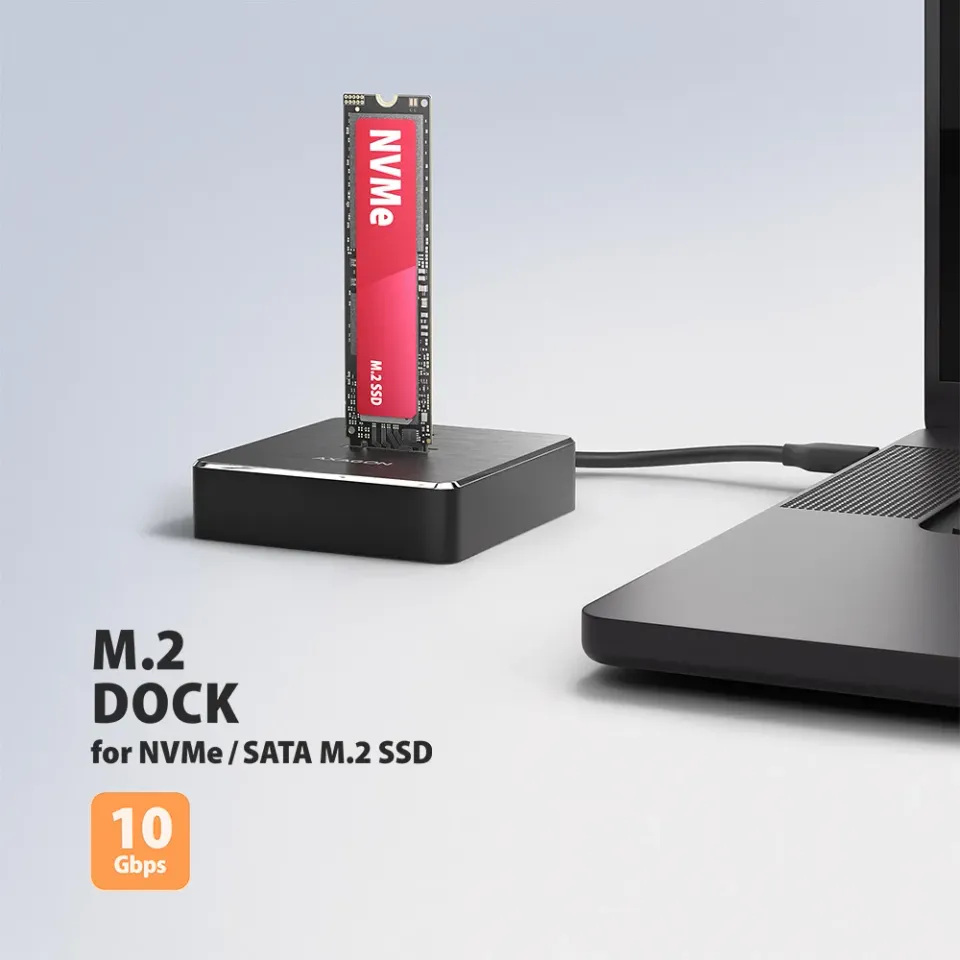 AXAGON ADSA-M2C11, USB-C 10Gbps dokovací stanice pro 1× M.2 NVMe/SATA SSD