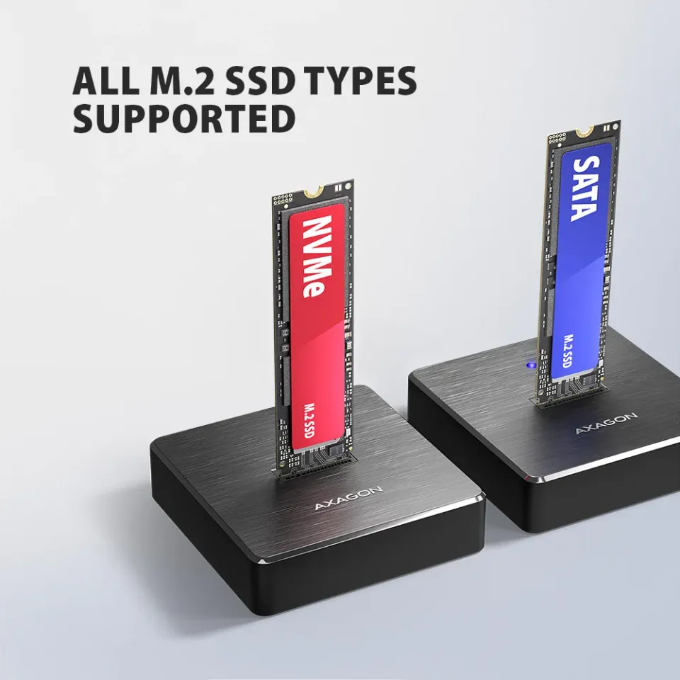 AXAGON ADSA-M2C11, USB-C 10Gbps dokovací stanice pro 1× M.2 NVMe/SATA SSD