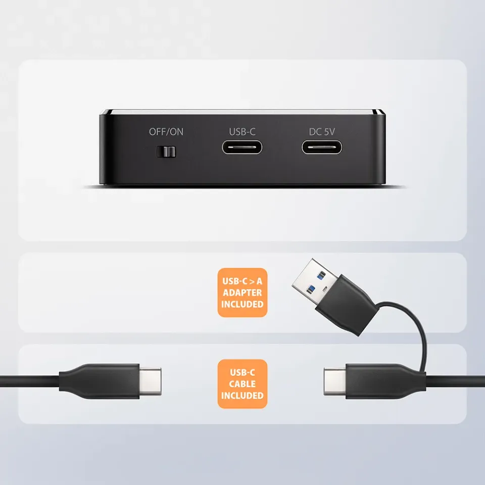 AXAGON ADSA-M2C11, USB-C 10Gbps dokovací stanice pro 1× M.2 NVMe/SATA SSD