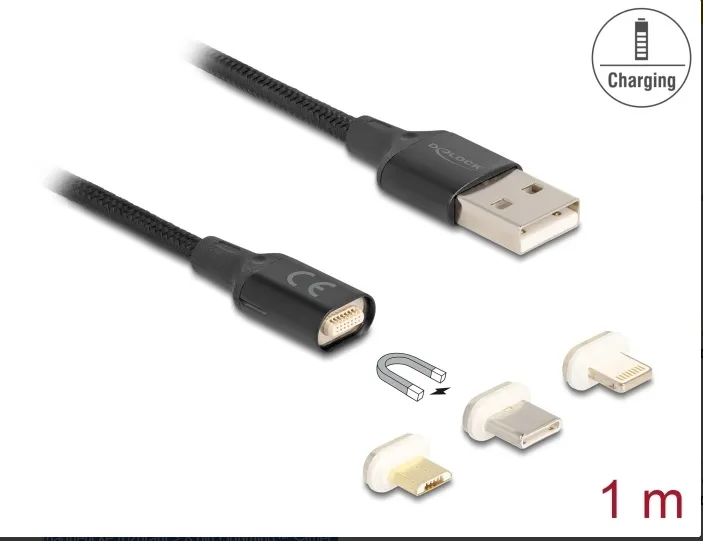 Delock Magnetická USB nabíjecí kabelová sada pro 8 Pin Lightning / Micro USB / U