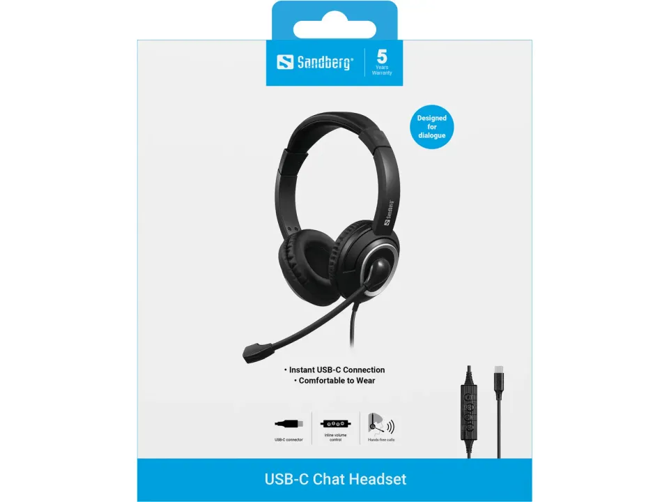 Sandberg PC sluchátka USB-C Chat Headset