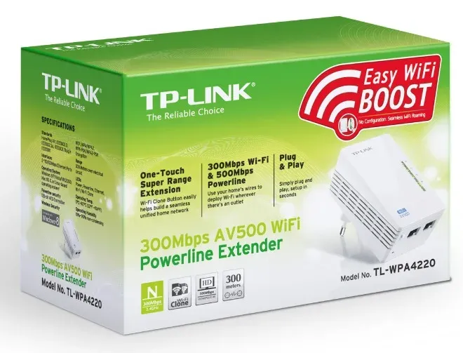 TP-LINK TL-WPA4220 1 kus 600Mbit Powerline Ethernet extender Wireless N 300Mbps, 1 kus, (wifi, homeplug)