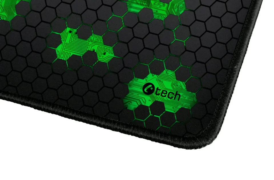 C-TECH Herní podložka pod myš ANTHEA CYBER GREEN, 320x270x4mm, obšité okraje
