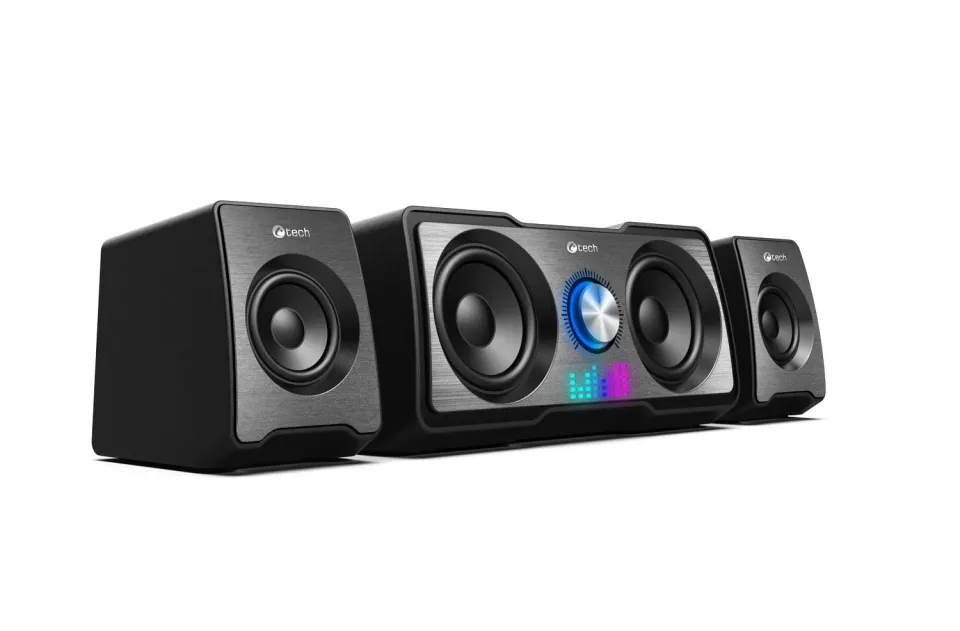 C-TECH reproduktory SPK-16, 2.2, 16W, RGB podsvícení, 3,5mm jack, USB napájení,