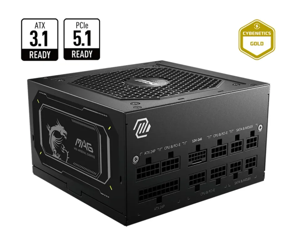MSI zdroj MAG A750GL PCIE5 II/ 750W/ ATX3.1/ akt. PFC/ 7 let celk. záruka/ 120mm fan/ modulární kabeláž/ 80PLUS Gold