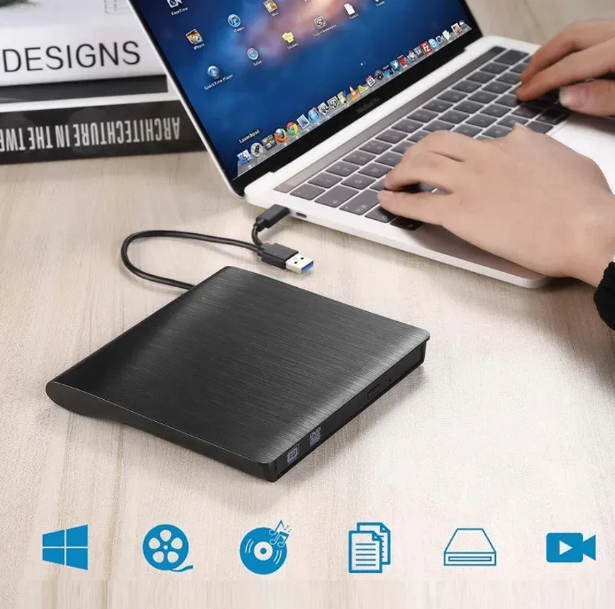 C-TECH Externí DVD vypalovačka DVD-USB-AC, USB 3.0, USB A/Type C