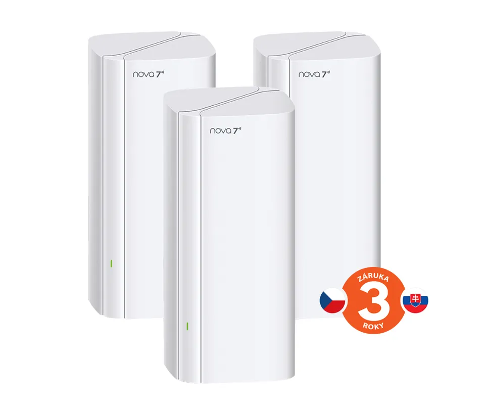 Tenda Nova EE3 Pro (3-pack) WiFi 7 BE3600 Mesh Gigabit system, router, 9x GLAN/GWAN, VPN, CZ app