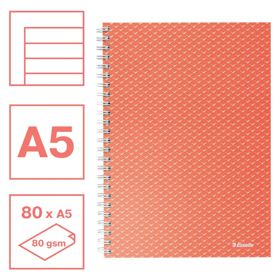 Blok Esselte Colour'Breeze A5 linka, korálový