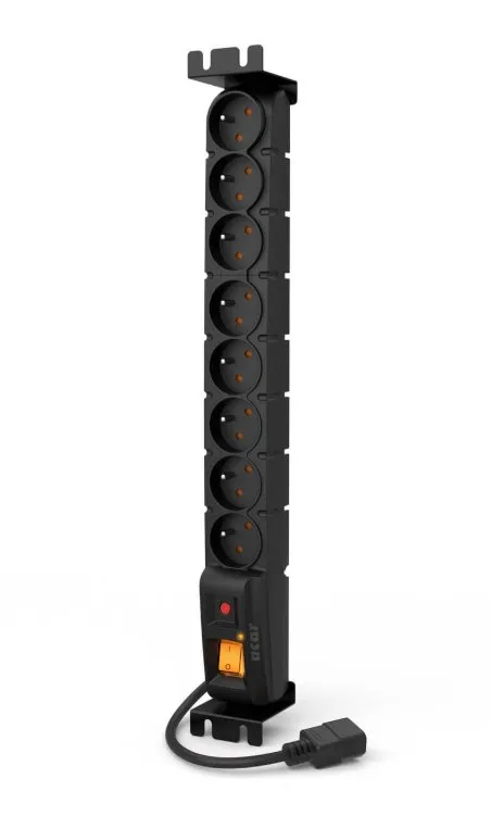 Acar S8 FA Rack IEC 3m kabel, 8 zásuvek, přepěťová ochrana, do racku