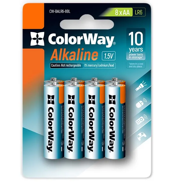 Colorway alkalická baterie AA/ 1.5V/ 8ks v balení/ Blister