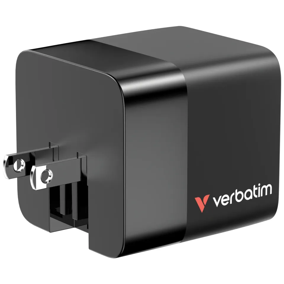 VERBATIM GaN Nabíječka do sítě, S kabelem, USB-C, USB-A, černá