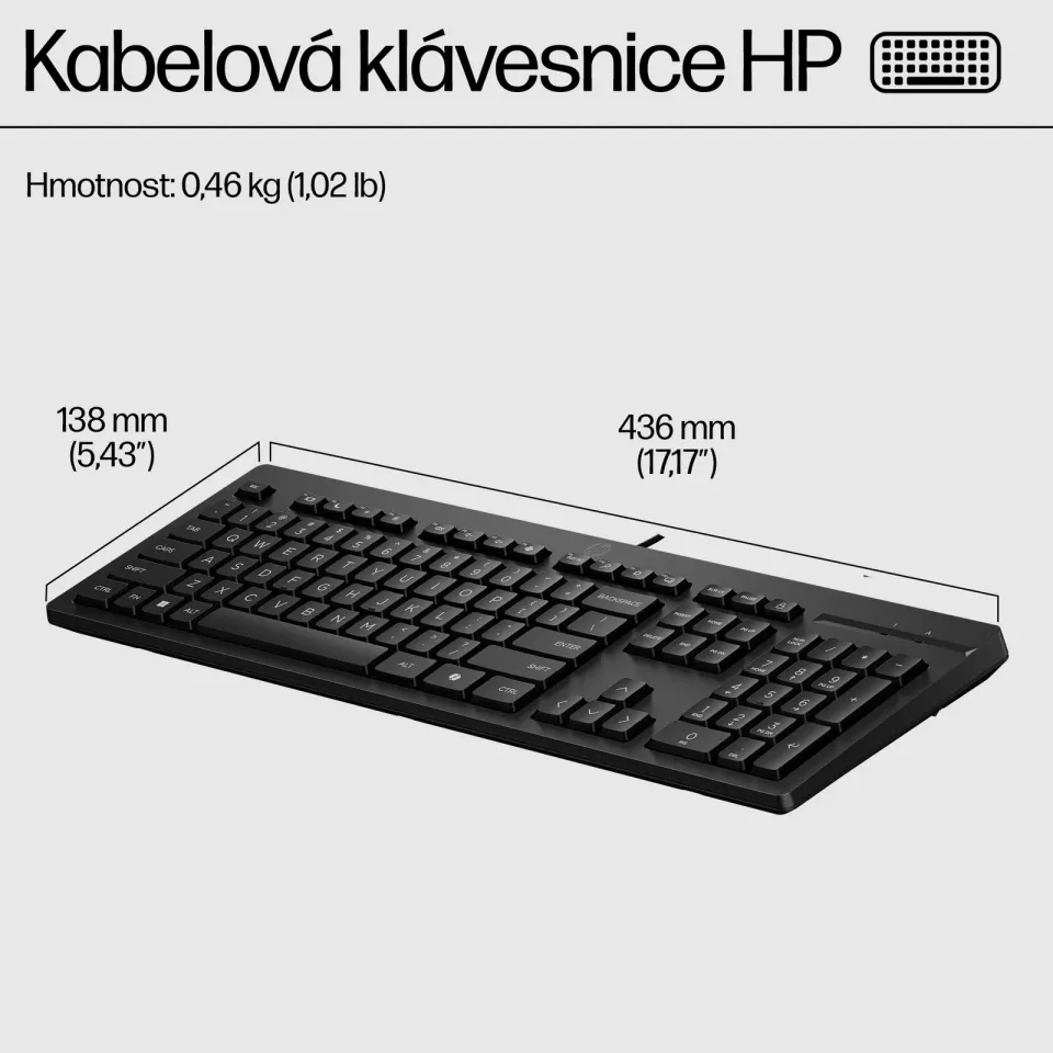 HP 125 G2 Wired USB Keyboard - ruská