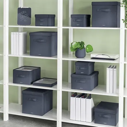 LEITZ Fabric textilní úložný box s víkem M, 2 kusy, 20,3 x 28,5 x 38 cm