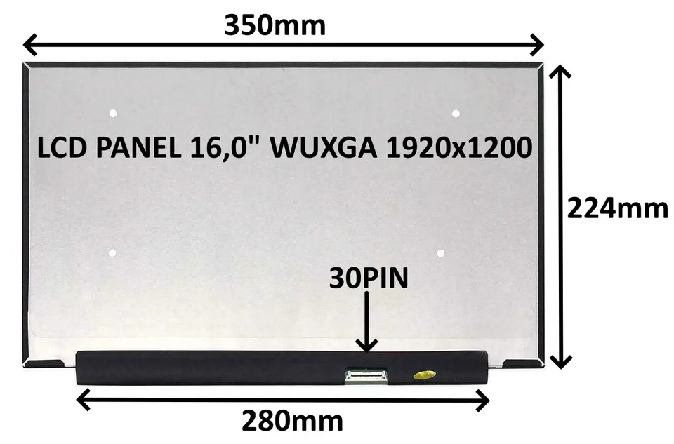 LCD PANEL 16,0" WUXGA 1920x1200 30PIN MATNÝ IPS / BEZ ÚCHYTŮ