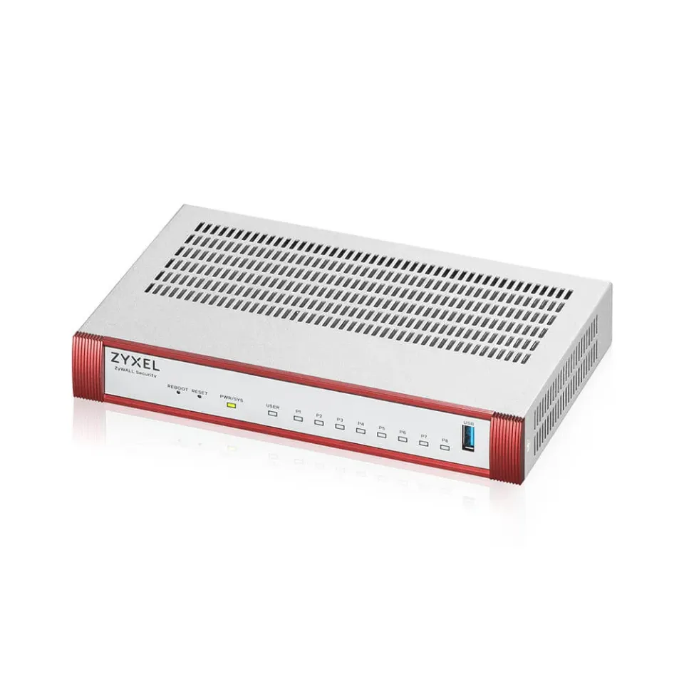 Zyxel USG FLEX 100H Series, 8 Gigabit user-definable ports, 1*USB with 1 YR Gold Security Pack