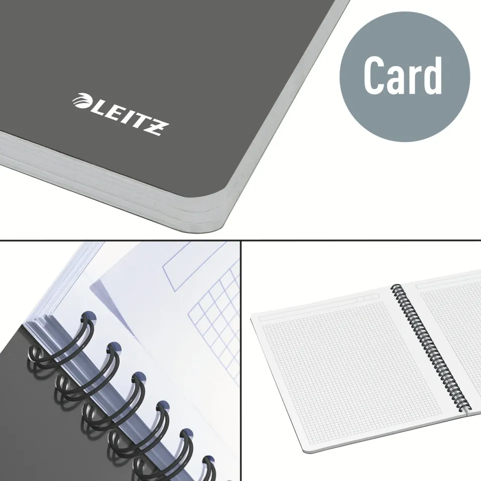 Leitz zápisník Office A5 s kartonovými deskami, drátěná vazba, čtverečkovaný