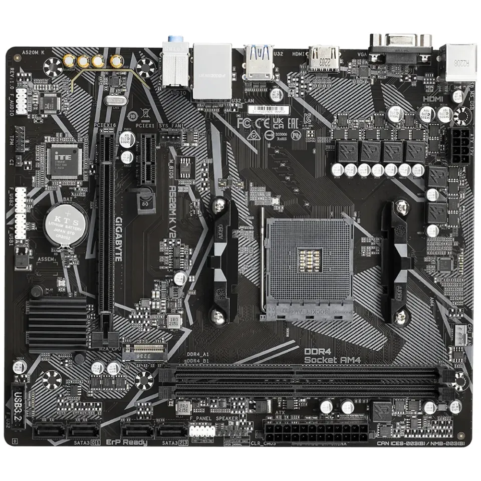 Gigabyte MB Sc AM4 A520M K V2, AMD A520M, 2xDDR4, 1xHDMI, 1xVGA