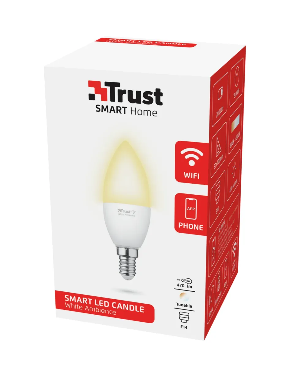 TRUST Smart WiFi LED candle white ambience E14