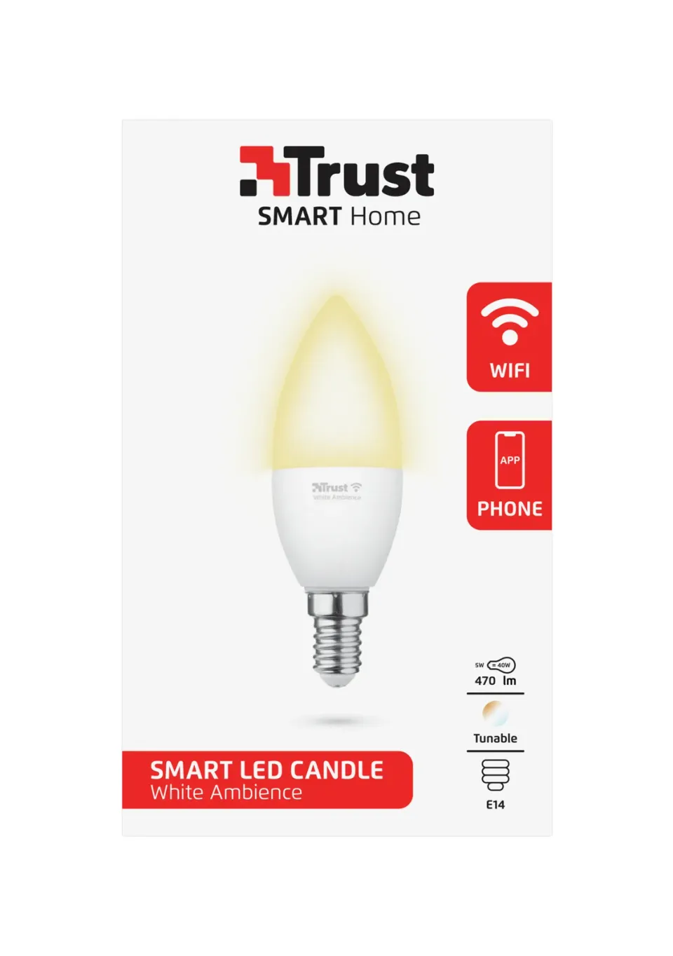 TRUST Smart WiFi LED candle white ambience E14