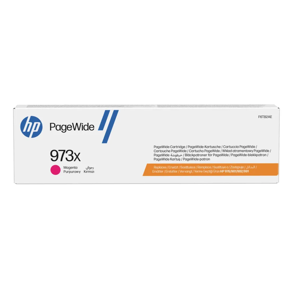 HP F6T82AE originální náplň purpurová č.973X purpurová velká (cca 7000 stran, magenta, pro PageWide Pro 477, Pro 452