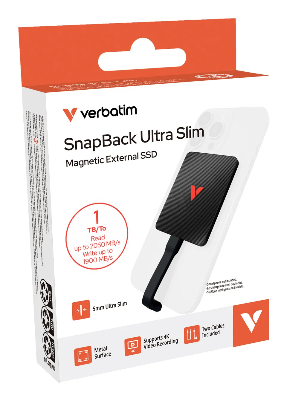 VERBATIM SnapBack Ultra Slim SSD 1TB,USB-C, černý