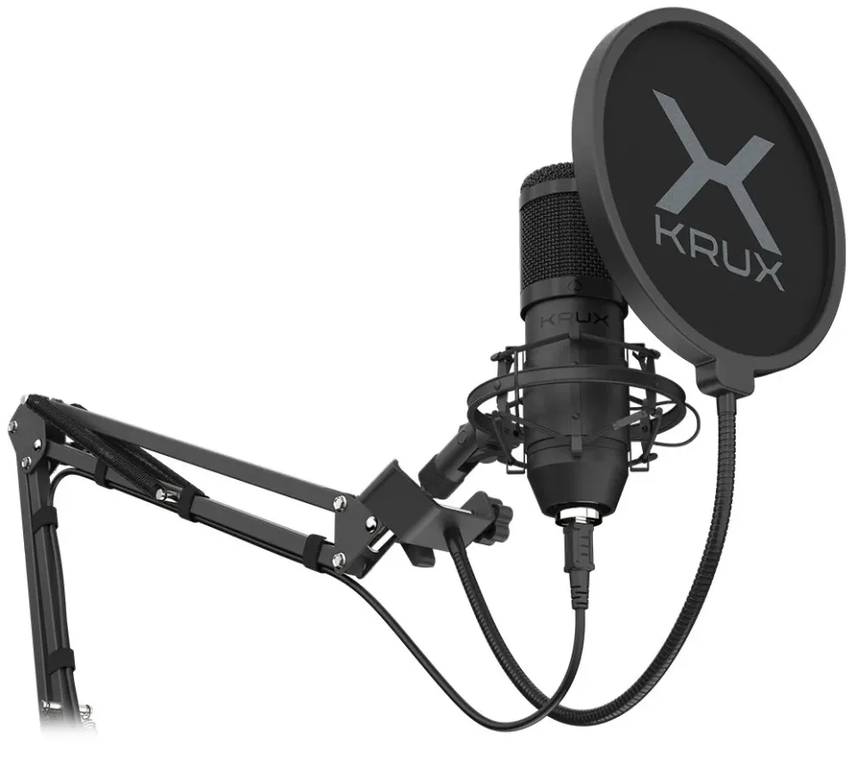 Krux mikrofon Edis 1000 / USB / rameno / montáž na stůl / černý
