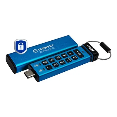 Kingston Ironkey Keypad 200C/16GB/USB 3.0/USB-C/Modrá
