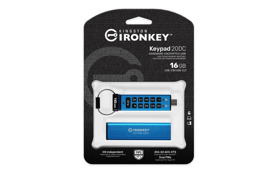 Kingston Ironkey Keypad 200C/16GB/USB 3.0/USB-C/Modrá