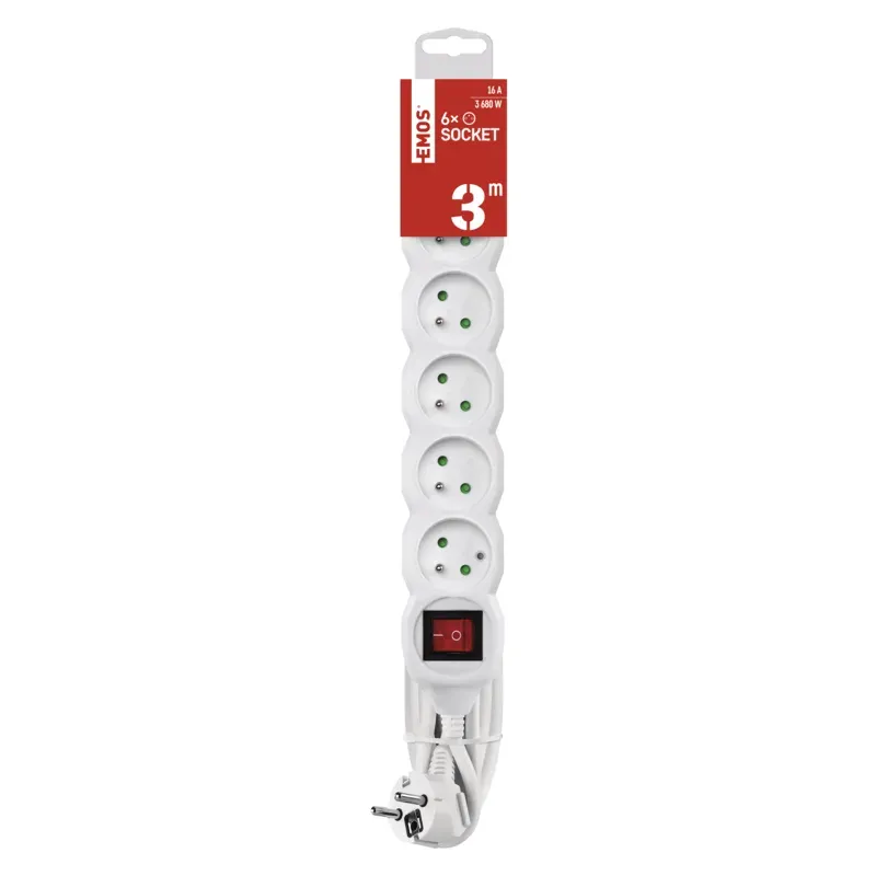 EMOS PRODLUŽKA 6Z 3M S VYP. 1,5MM