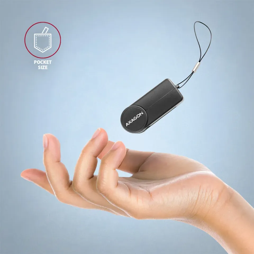 AXAGON CRE-SMPC Skládací kapesní USB-C čtečka kontaktních Smart karet. Vhodná pr