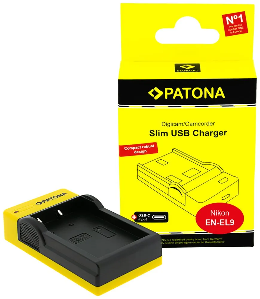 PATONA nabíječka Foto Nikon EN-EL9 slim, USB-C