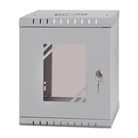 LEXI-Net 10" nástěnný rozvaděč Basic 6U 292x300, skleněné dveře, bez zad, rozložený, šedý