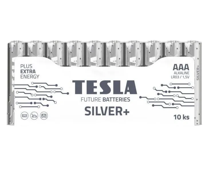 TESLA SILVER+ alkalická baterie AAA (LR03, mikrotužková, fólie) 10 ks