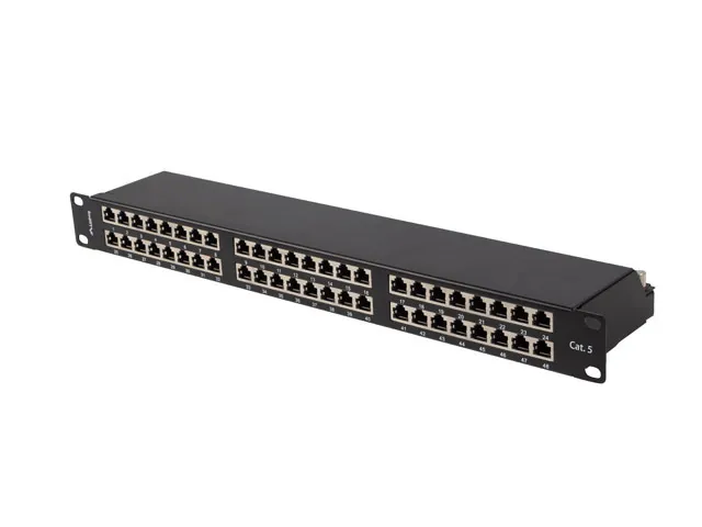 PATCH PANEL 48 PORTŮ 1U 19" CAT.5E FTP STÍNĚNÝ ČERNÝ LANBERG