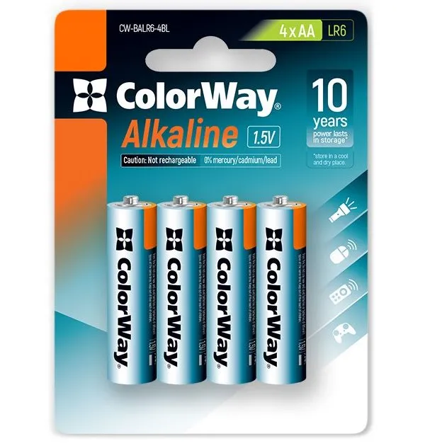 Colorway alkalická baterie AA/ 1.5V/ 4ks v balení/ Blister