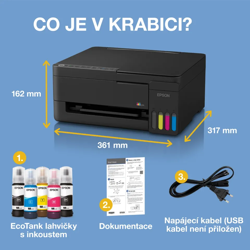 EPSON tiskárna ink EcoTank L3351, A4, Apple AirPrint, Wi-Fi, Záruka 5 let po registraci zdarma