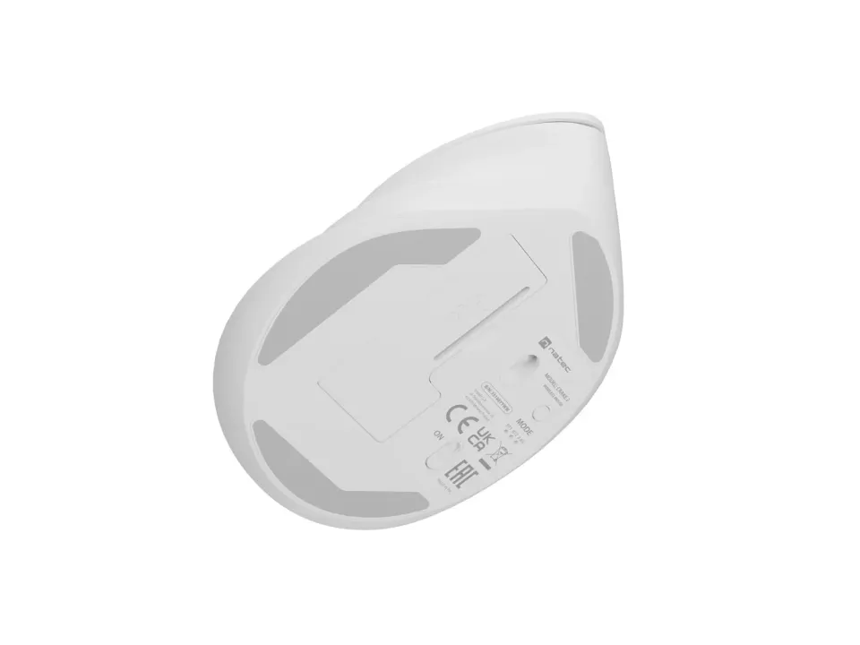 Bezdrátová myš Natec CRAKE 2/Kancelářská/Optická/2 400 DPI/USB+BT/Bílá/Vertikální/Optická/Pro pravák