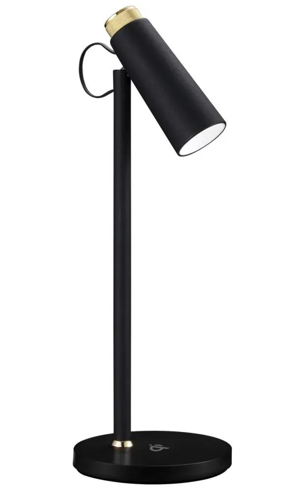 IMMAX LED stolní lampička TIT/ Qi nabíjení/ 12W/ DC12V/1A/ 100-240 VAC/ 150lm/ černá se zlatými prvky