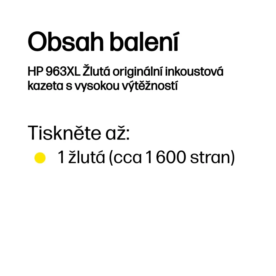 HP 3JA29AE originální náplň žlutá velká č.963XL (yellow, cca 1600 stran) (pro OfficeJet Pro 9010, 9013, 9020, 9023, 9022e)