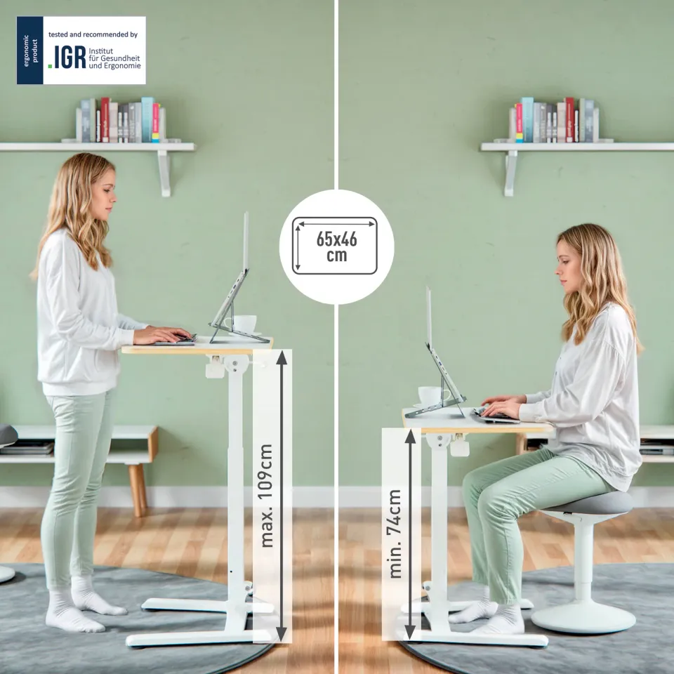 LEITZ výškově nastavitelný skládací ergonomický stůl Ergo, bílý