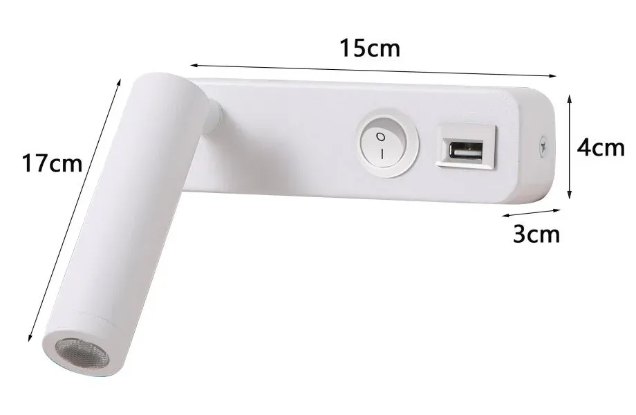 IMMAX GOAL designové nástěnné LED svítidlo, vypínač, USB, 3W, bílé