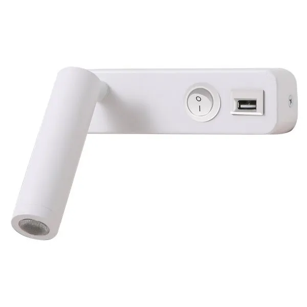 IMMAX GOAL designové nástěnné LED svítidlo, vypínač, USB, 3W, bílé