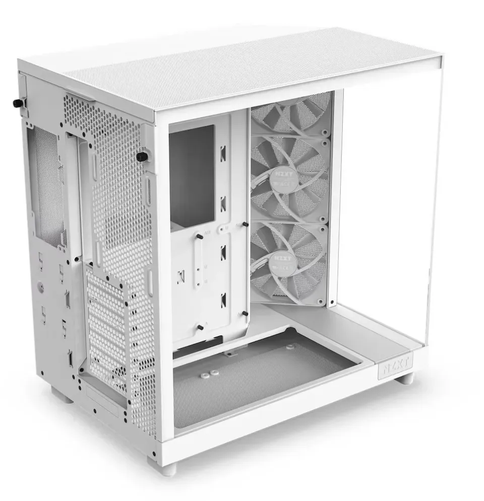 NZXT skříň H6 Flow dvoukomorová / MidT / 3x120mm fan / 2xUSB 3.2 / USB-C / prosklená bočnice i čelo / bílá